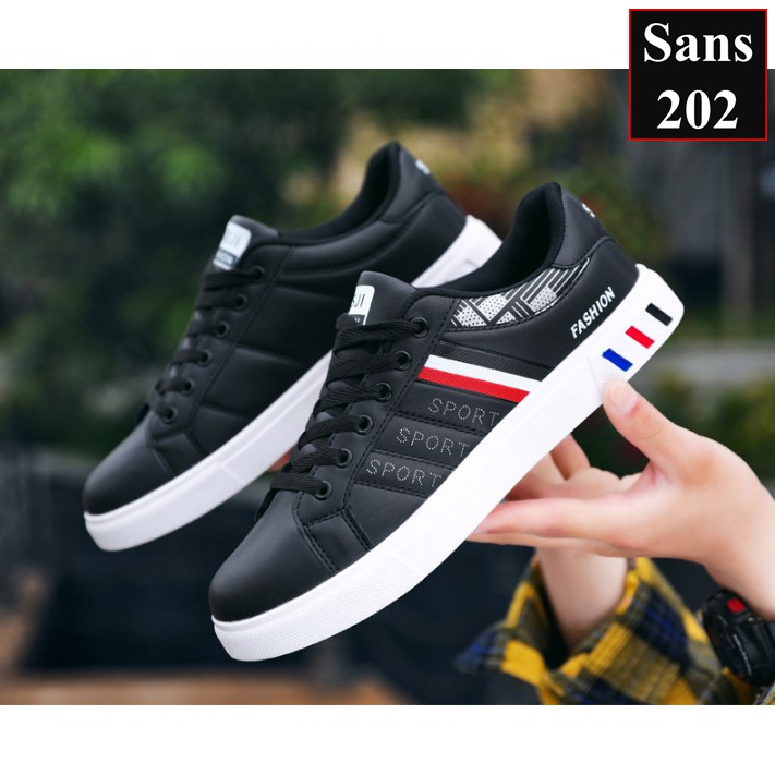 Giày thể thao nam Sans202 giầy sneaker đẹp màu trắng đen sport cổ thấp