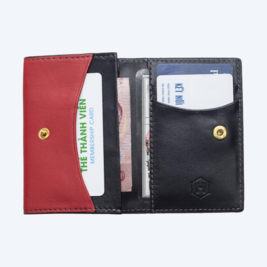 Ví da Eclipse Handcrafted Mini Wallet HAVIAS _ Đen Phối Đỏ