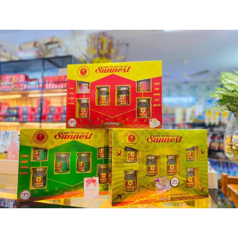 [Mã 154FMCGSALE giảm 8% đơn 500K] Yến Sào Sunnest 16% biếu quà. Hộp 6 lọ x 70ml