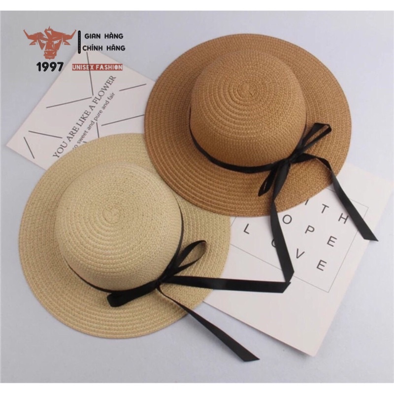 Nón cói đi biển nơ dài siêu xinh, mũ cói thời trang giá rẻ