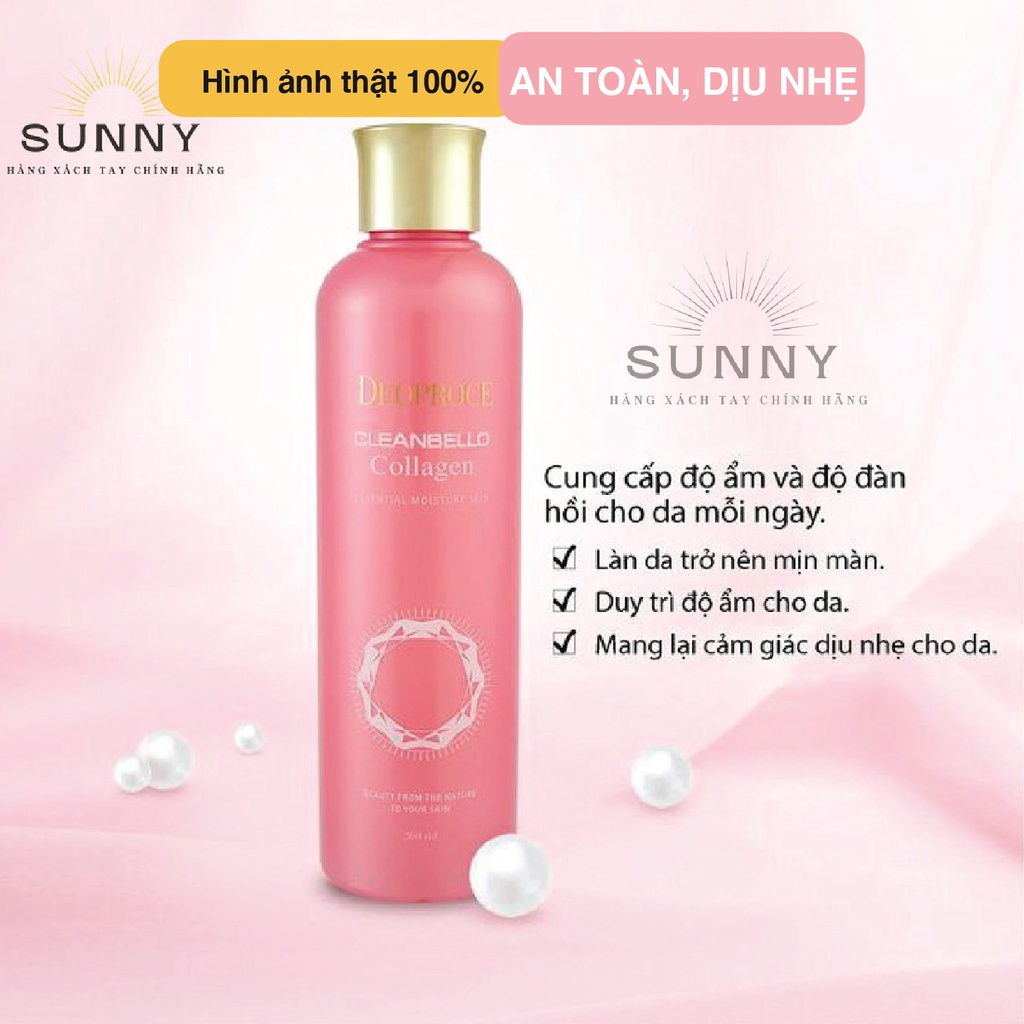 Nước hoa hồng Deoproce Cleanbello Collagen Hàn Quốc 260ml bổ sung nước, duy trì độ ẩm cho da