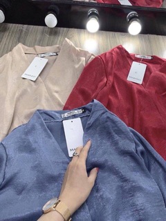 Áo sơmi lụa cổ V