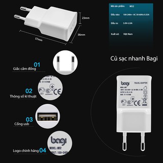 Củ sạc Bagi 2A tiêu chuẩn Châu Âu/ CE–M52