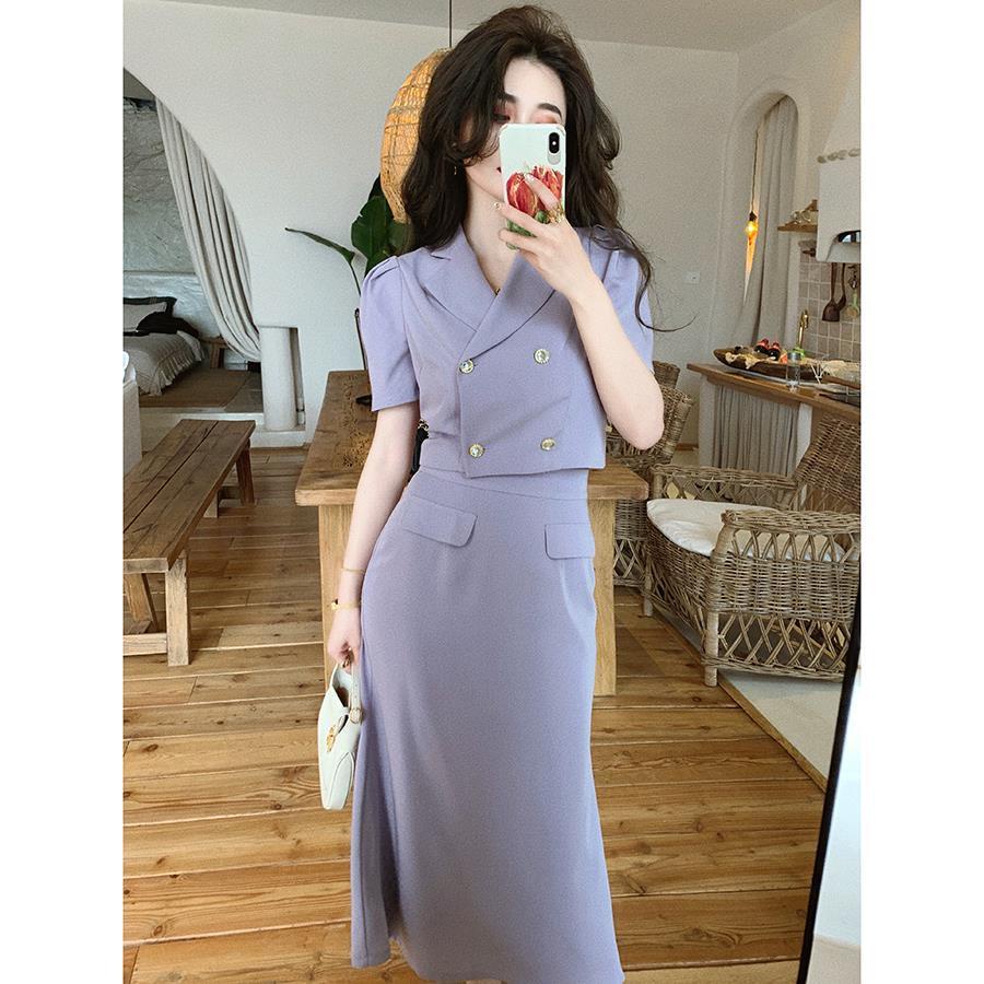 Chân Váy Đuôi Cá Lưng Cao Màu Tím Thời Trang Mùa Hè Mới Cho Nữ