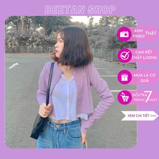 Áo Croptop nữ dài tay yan 7 cúc - Áo cardigan trơn nhiều màu