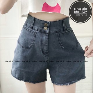 Quần Jean Cạp Cao - Quần Short/Đùi Lưng Cao Trên Rốn Xám Thời Trang