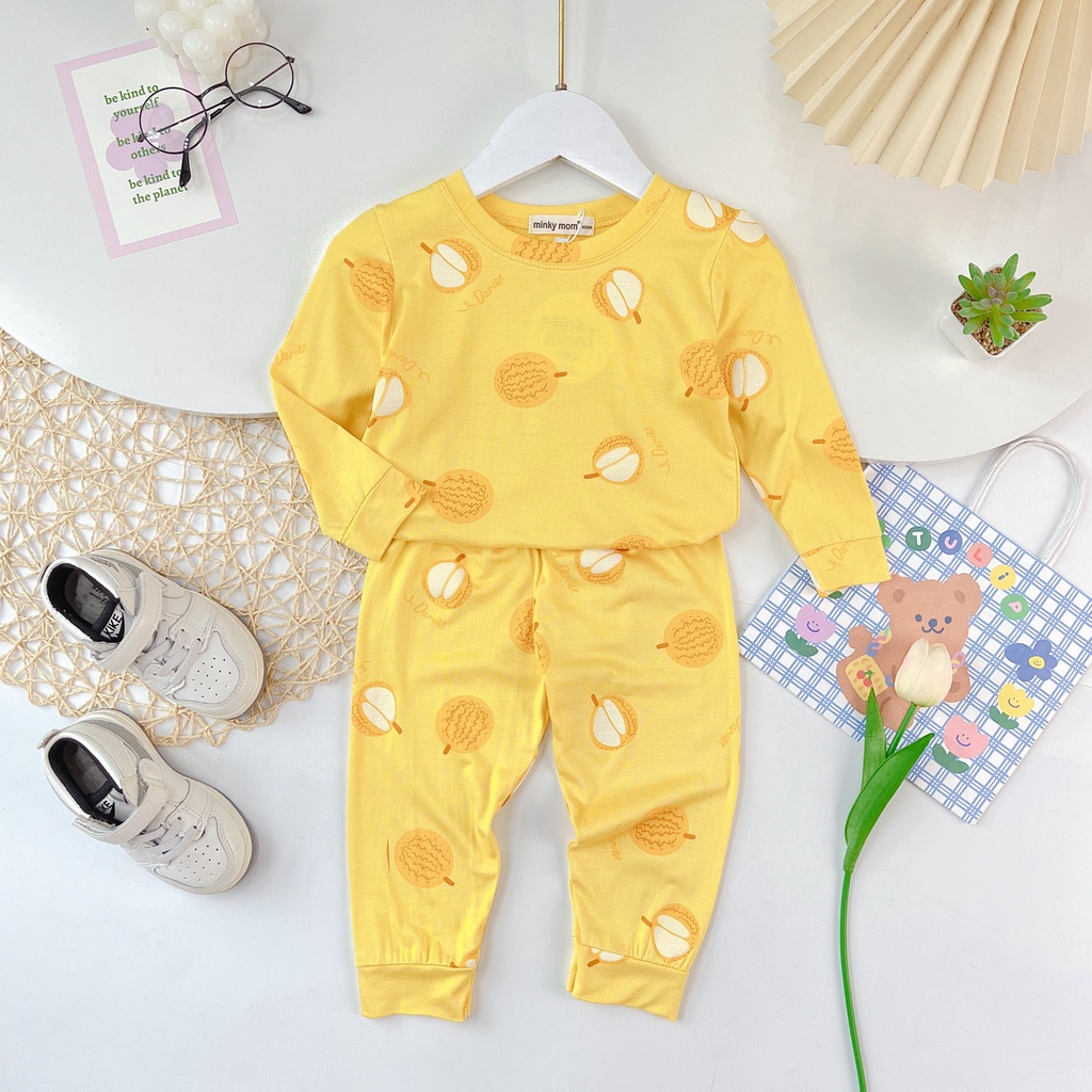 [Bé 7-19kg] Bộ Dài tay Thun Lạnh trái cây mềm mịn mát in hình cho bé trai, bé gái từ 7-19kg
