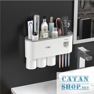 Kệ Nhà Tắm thông minh Có Nhả Kem Đánh Răng Cao Cấp (tặng kèm ly đế hút nam châm) GD327-HBCNanKemOENON
