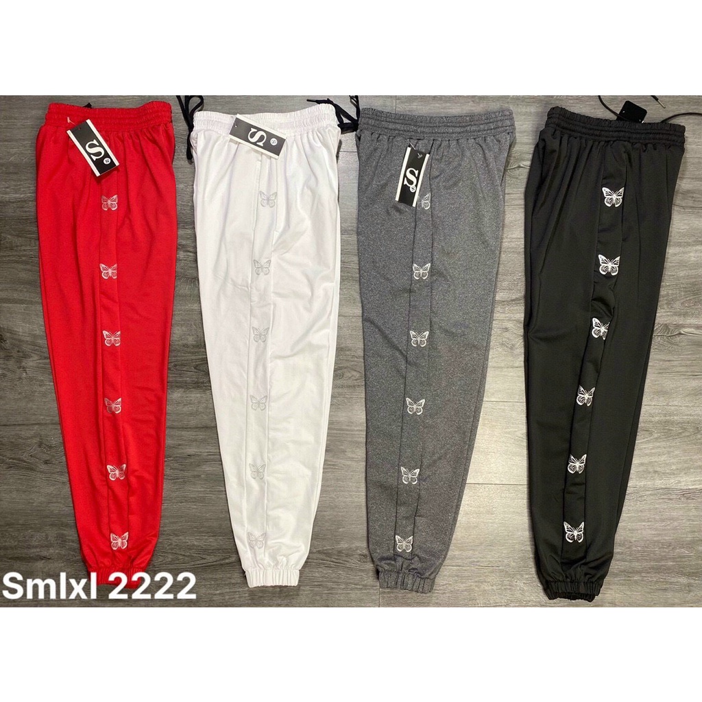 Quần Jogger Nữ In Viền Cánh Bướm Phong Cách Thể Thao