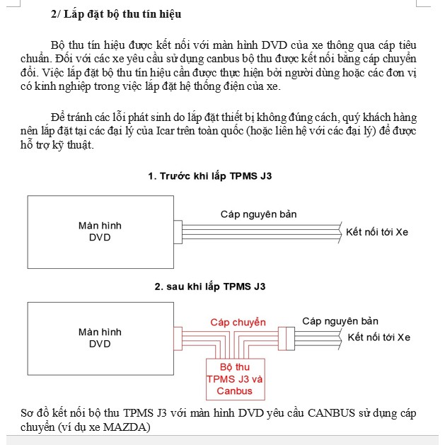 Cảm biến áp suất lốp Ellisafe J3 theo xe hiển thị trên màn hình DVD nguyên bản Mazda 3, 6, CX-5, CX-8