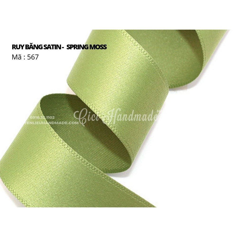 Cuộn 5M Ruy băng Satin 2 mặt màu xanh lá cây xanh neon - link 4/9 Cici Handmade ruyban gấm hoa lụa ruyban ribbon satin