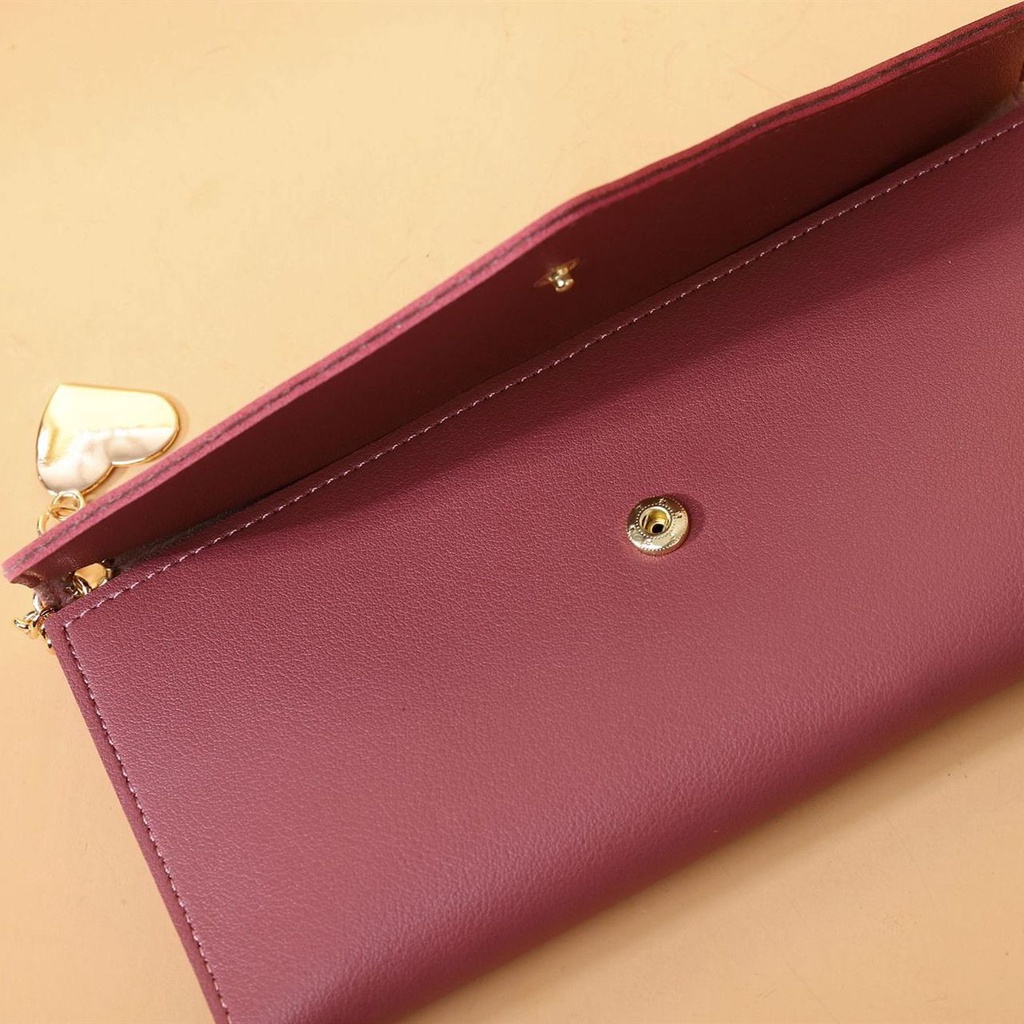 Ví da PU dáng dài phối tua rua hình trái tim phong cách Hàn Quốc MIHAN1 cho nữ