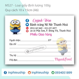 Phiếu ship in tên shop MS27