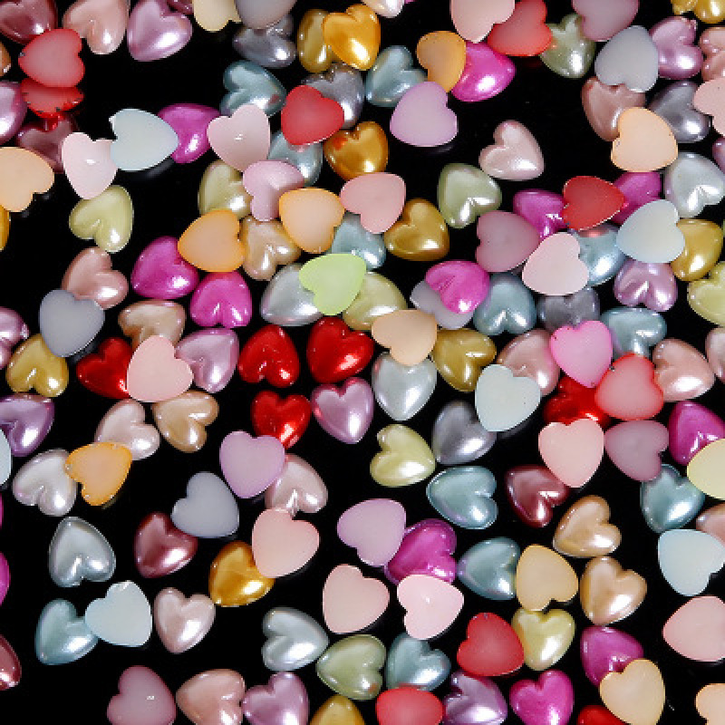 Ngọc trai giả hình trái tim kích thước 3 / 4 / 6 / 8 / 10 / 12mm