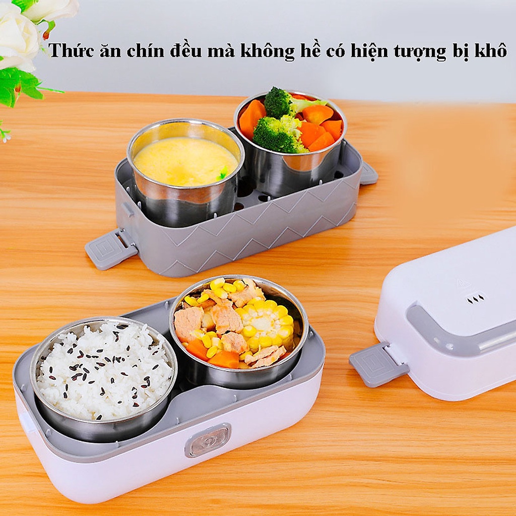 Hộp cơm cắm điện 2 tầng - Hộp cơm giữ nhiệt Nấu cơm hâm nóng thức ăn đa năng - Hàng chuẩn loại I