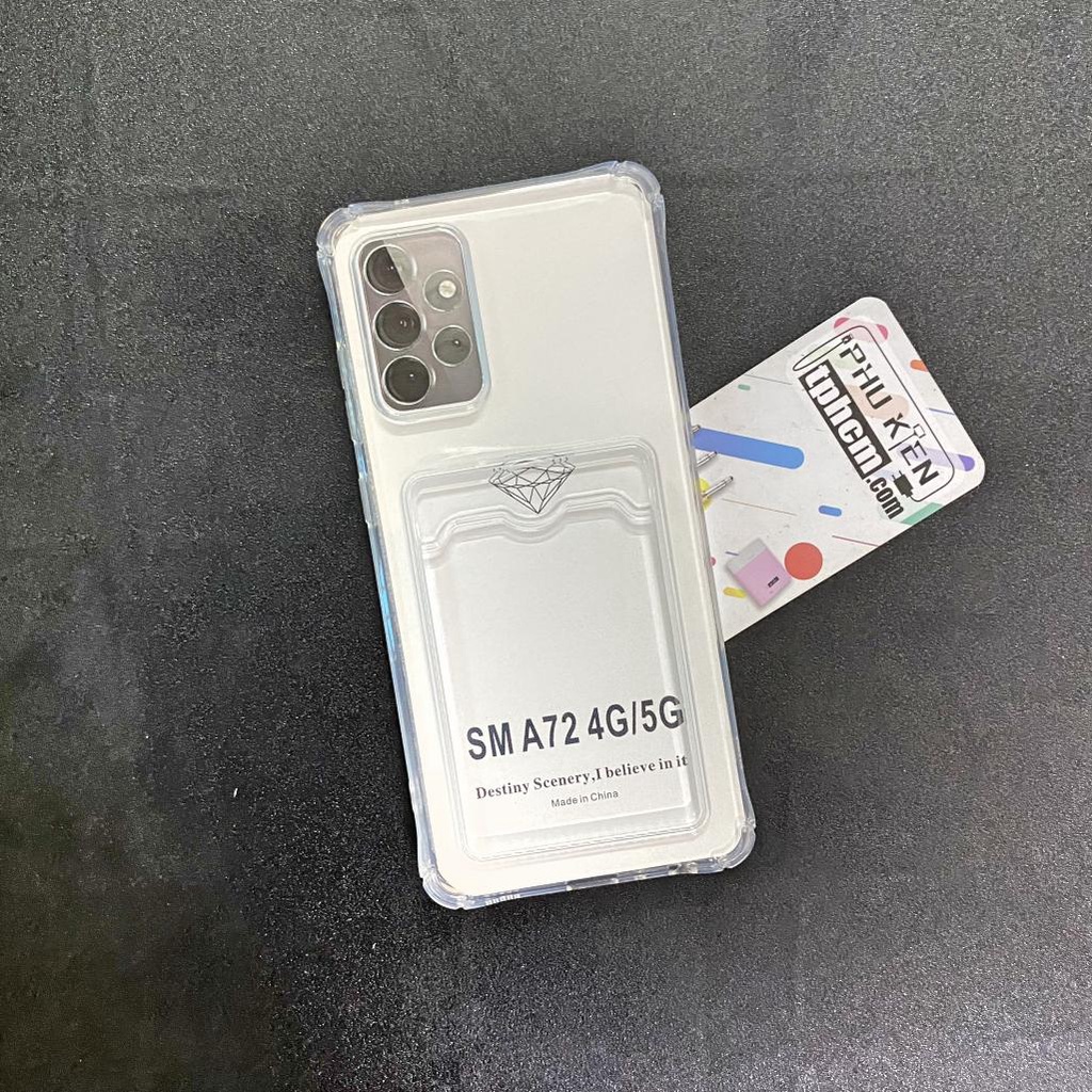 Ốp Lưng Samsung A72 4G - A72 5G Dẻo Trong Suốt Có Khe Đựng Thẻ