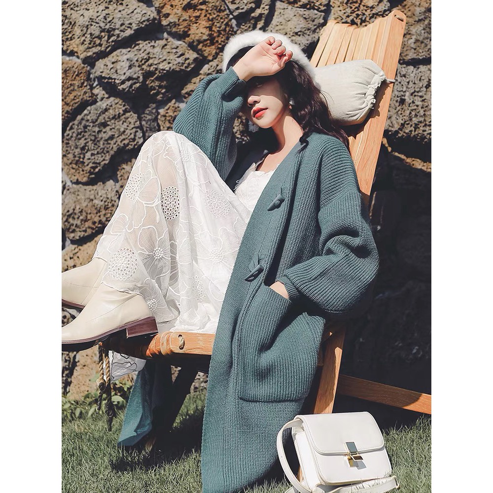𝗺𝗶𝗲 𝘀𝘁𝘂𝗱𝗶𝗼 - Cardigan len đan dáng dài xẻ tà cài khuy