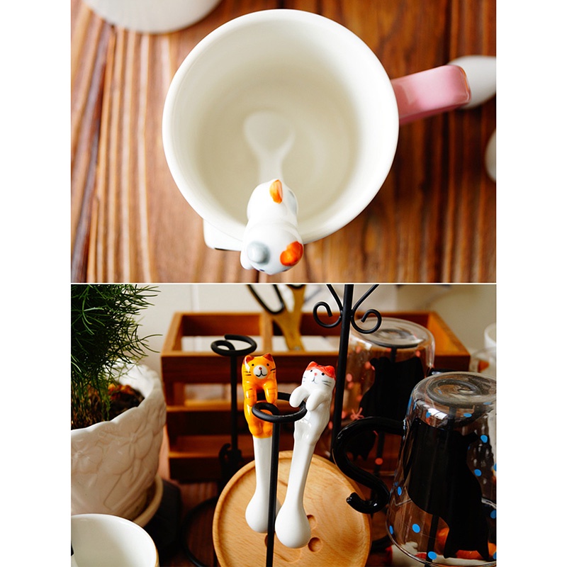 Muỗng cà phê phối hình mèo bằng gốm dễ thương tùy chọn màu sắc