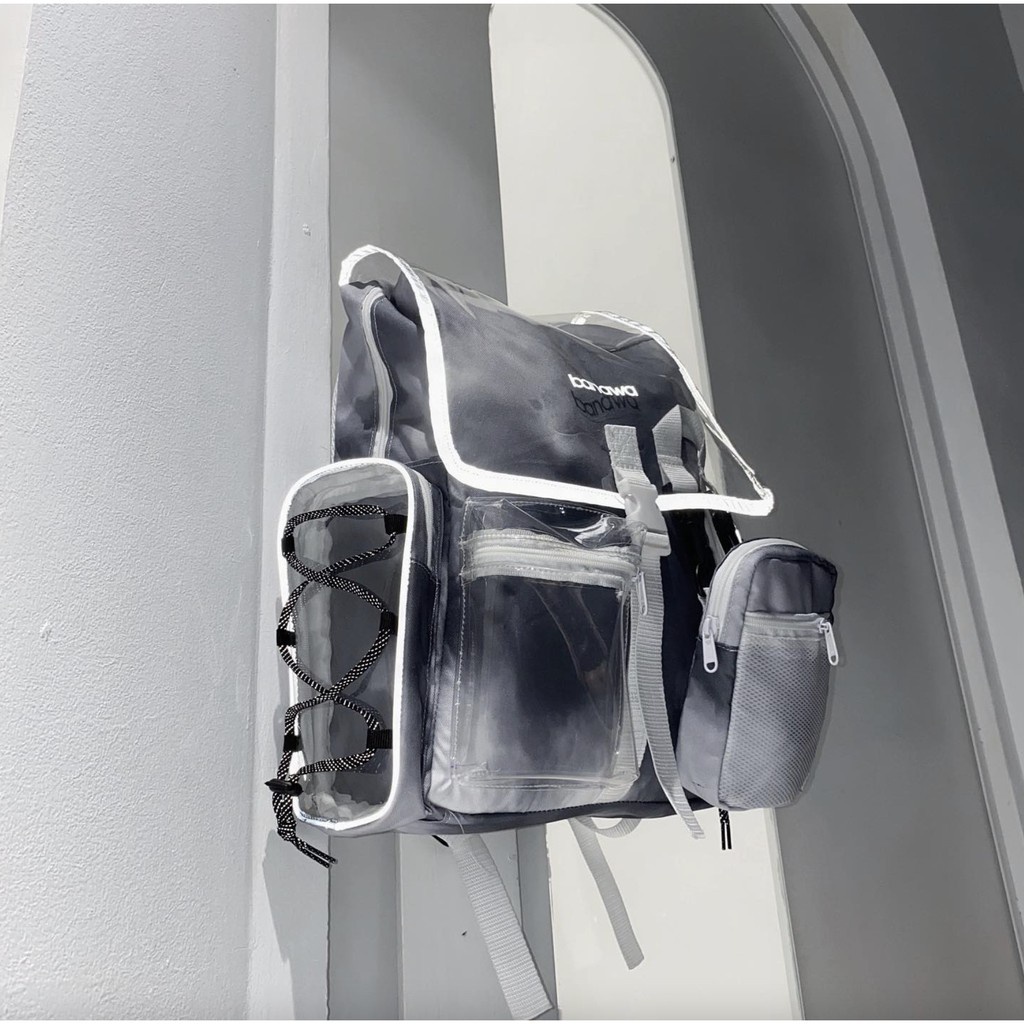 Balo Banawa loang xám phản quang ZAMAC cặp đi học nhiều ngăn trong suốt Ulzzang ZB7