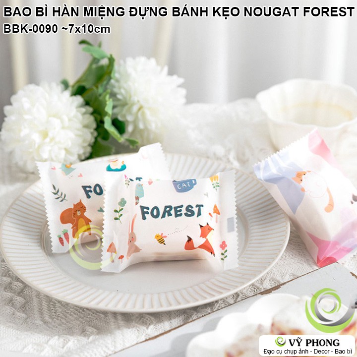 BAO BÌ TÚI NHỰA HÀN MIỆNG 7x10cm ĐỰNG BÁNH KẸO NOUGAT ĐẬU PHỘNG PHONG CÁCH HÀN QUỐC FOREST BBK-0090