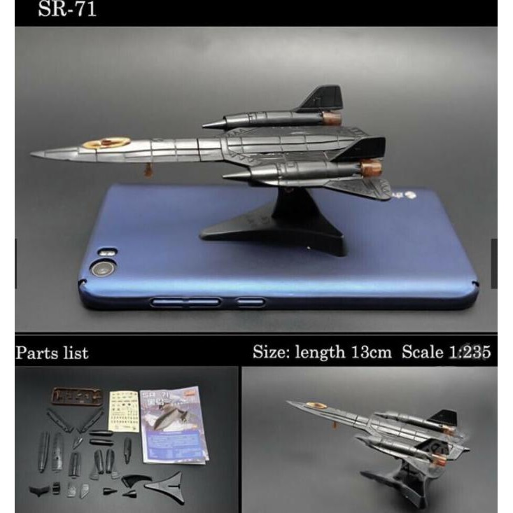 Mô hình máy bay chiến đấu màu đen Sr-71 tỉ lệ 1:235