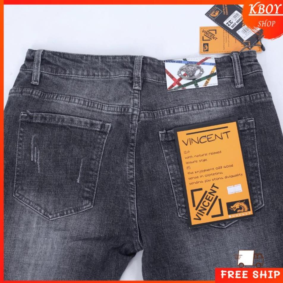 Quần jeans nam [𝐅𝐑𝐄𝐄𝐒𝐇𝐈𝐏] Quần jean rách nhẹ gối ống ôm chất bò cao cấp vải mềm mịn hợp dáng - QJ18 -b11