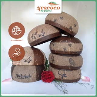 Bát gáo dừa Hoa văn trang trí chụp ảnh, quay Tik Tok nhiều kiểu dáng| YESCOCO XƯỞNG SX