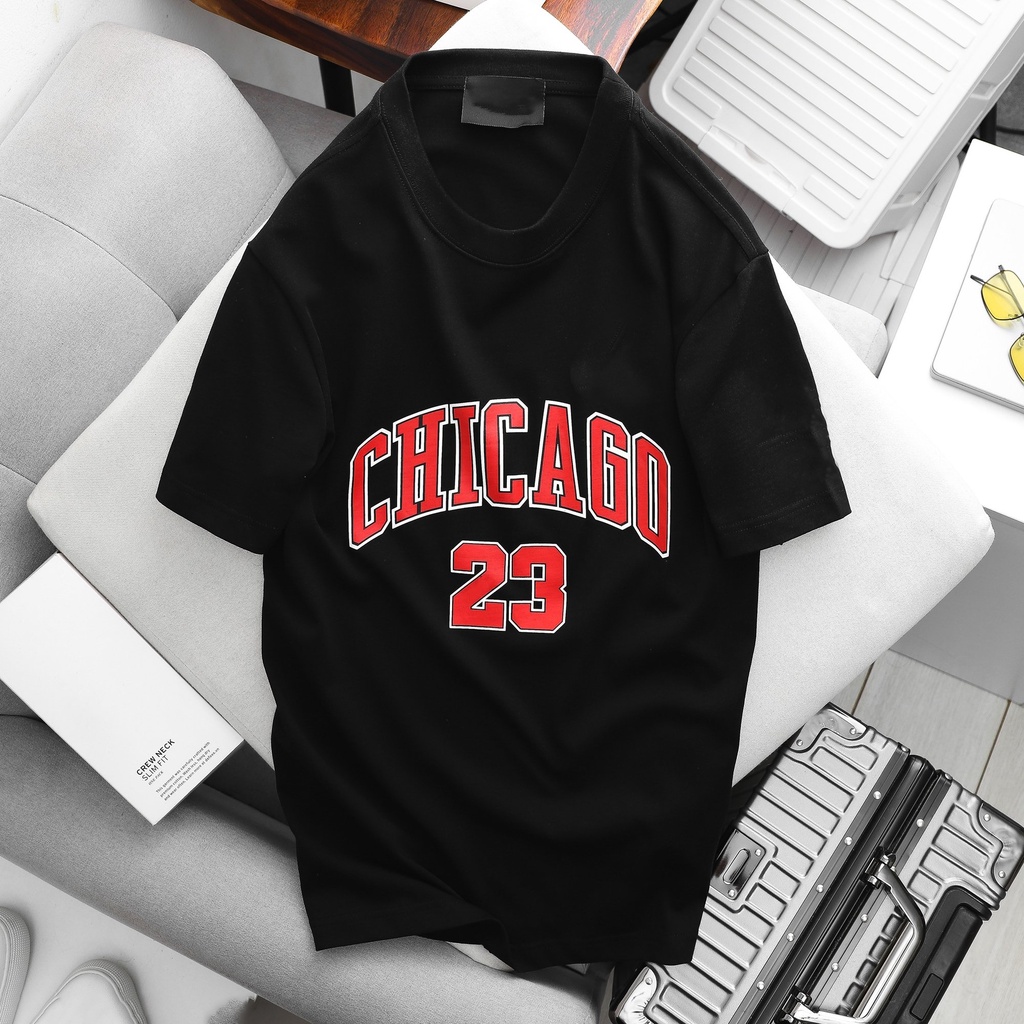 Áo thun tay lỡ nam nữ in chữ Chicago , Vải Cotton Form Oversize - SELECTED.STORE