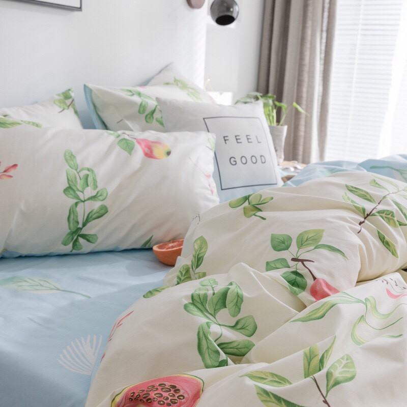 Bộ vỏ chăn ga gối cotton 100% (Quả Đu Đủ)