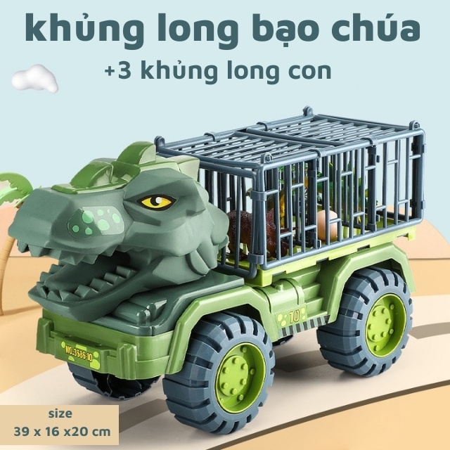 Ô tô đồ chơi khủng long cỡ lớn cho bé chở thú, có tặng kèm khủng long - GYCY STORE
