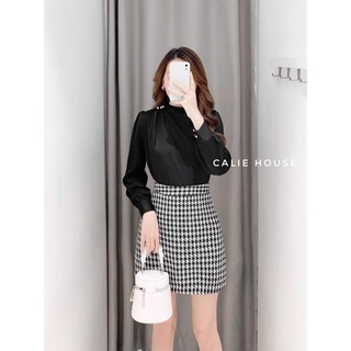 ÁO SƠ MI LỤA KIỂU CỔ CHÉO VAI ĐÍNH NGỌC