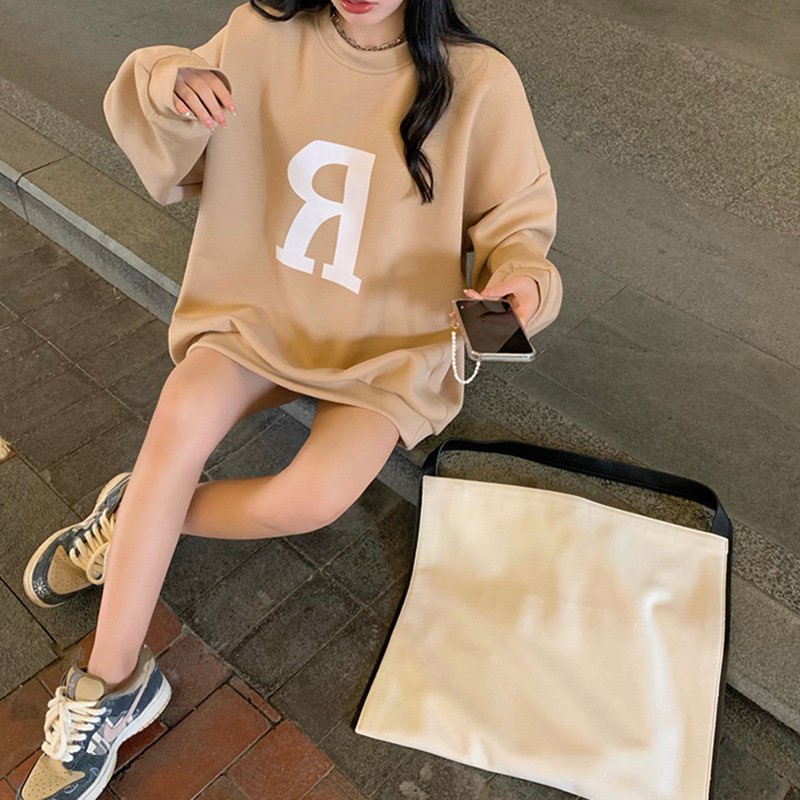 Áo nỉ nữ nâu chữ R form thụng - FREESHIP - Nana's House