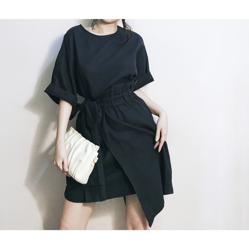Đầm đắp vạt cột dây bo eo