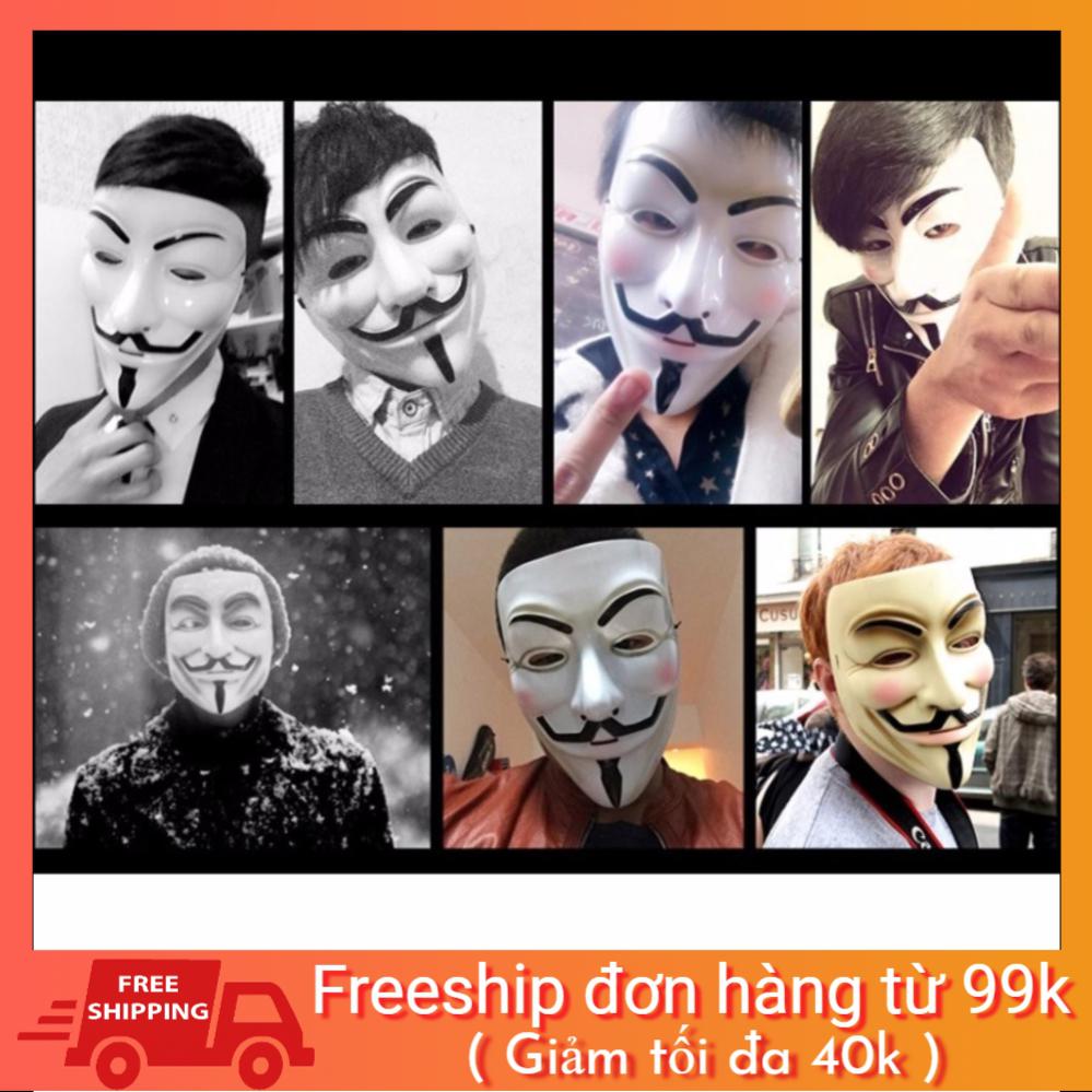 Mặt nạ Hacker mặt nạ Anonymous hàng dẹp loại 1 (Trắng)