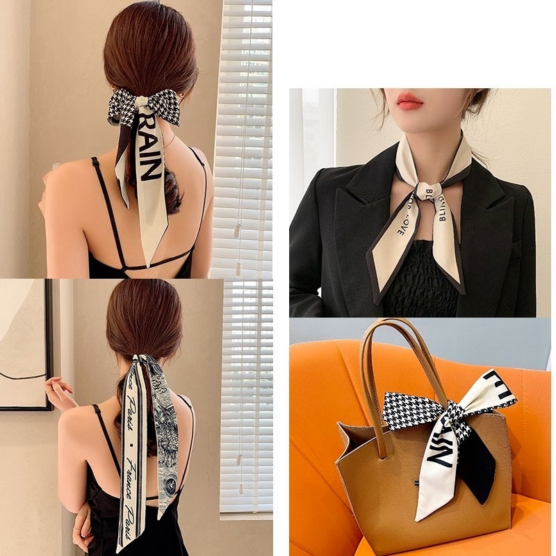 Dây Buộc Tóc Vải Satin Dáng Dài Thắt Nơ Kiểu Pháp Cổ điển Dễ Thương Hàn Quốc