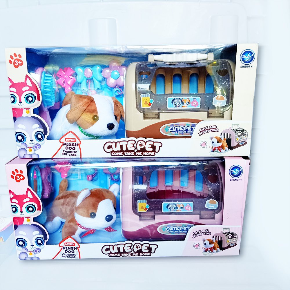 Đồ chơi 2 trong 1 bé vừa nuôi thú cưng vừa làm bác sĩ-Mô hình lồng nuôi thú cưng cún chó Mèo