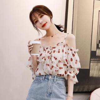 Áo Voan Một Dây Cổ Một Bên Vai Phong Cách Hàn Quốc Thời Trang Dành Cho Nữ
