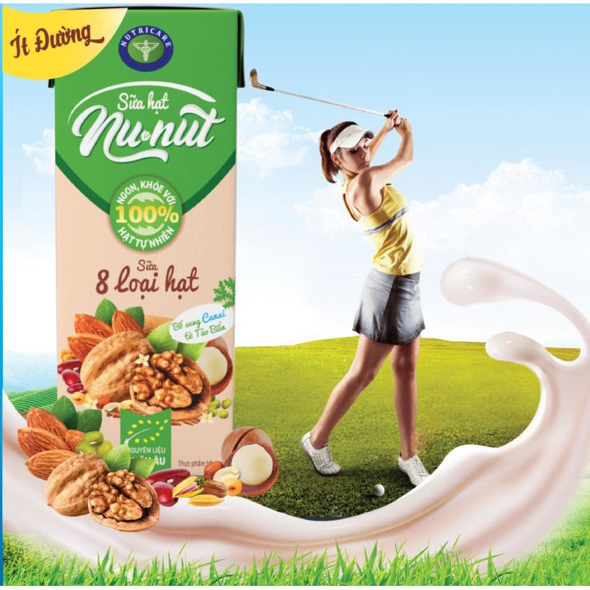 Thùng sữa nước hạt Nutricare Nunut 8 loại hạt ít đường giúp giải toả mệt mỏi bổ sung dinh dưỡng (48 hộp x 180m)