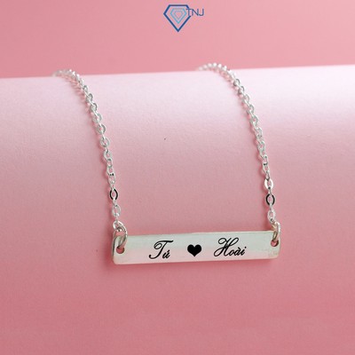 Vòng cổ nữ bạc thật thẻ hình chữ nhật khắc tên theo yêu cầu DCN0607 - Trang Sức TNJ