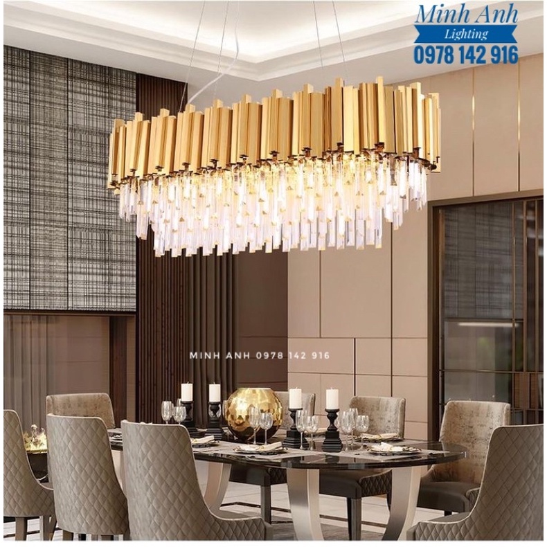 Đèn Thả Pha Lê K9 L120cm Gắn Trần Phòng Khách Bàn Ăn Sảnh Nhà Hàng Tặng Kèm Bóng LED Minh Anh