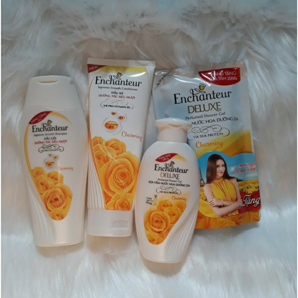 Combo 4 món Enchenter cho nữ: Gội enchanteur 150g, xả enchanteur 170g, tắm enchanteur 200g, ST enchanteur 100g