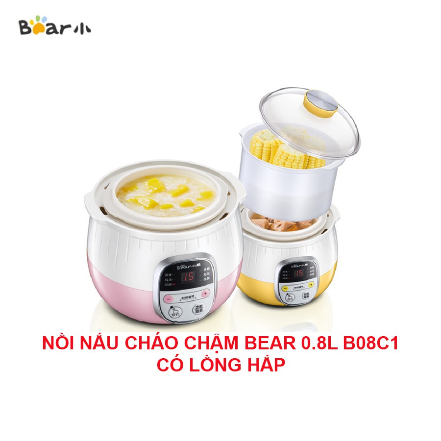 [CHÍNH HÃNG] Nồi nấu cháo cho bé, nồi ninh hầm đa năng cho bé BEAR DDZ-B08C1 Dung Tích 0,8L - CÓ HDSD TIẾNG VIỆT