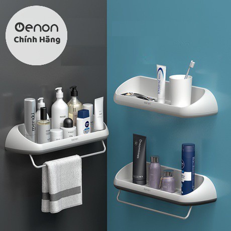 Kệ Để Đồ Phòng Tắm Kèm Giá Treo Khăn OENON Chính Hãng Lắp Đặt Dán Tường Cao Cấp, Kệ Nhà Tắm Thông Minh