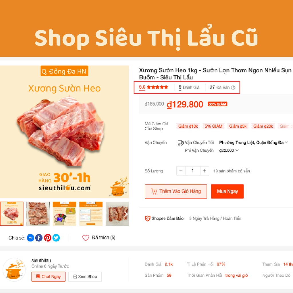 Xương Sườn Heo - Sườn Lợn Nướng BBQ - Sườn Cánh Buồm - Siêu Thị Lẩu