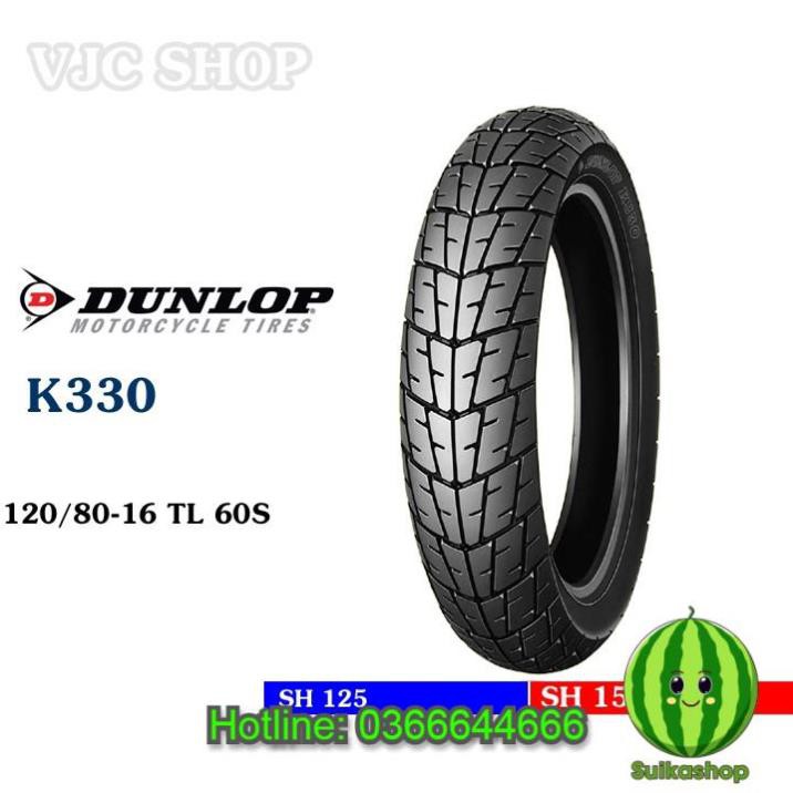 Lốp Dunlop cho bánh sau xe Honda SH 125 (K330 120/80-16 TL) xuất xứ Indo