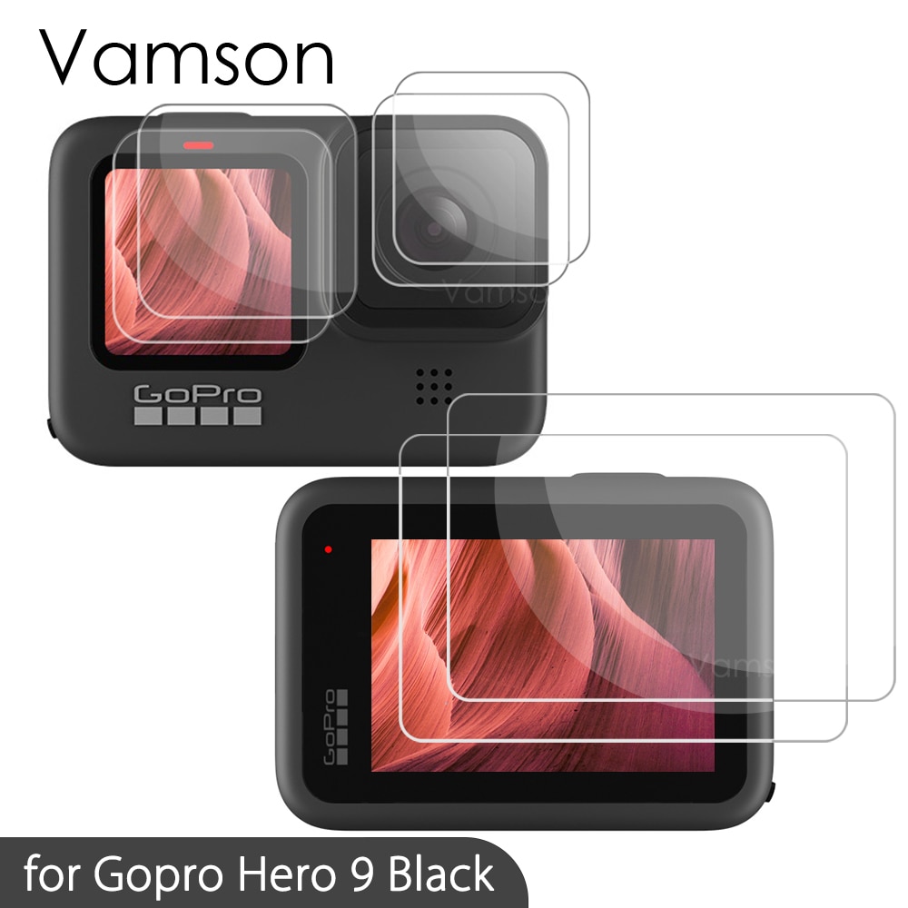 Kính Cường Lực Bảo Vệ Màn Hình Máy Ảnh Màu Đen Cho GoPro Hero 11 10 9 9