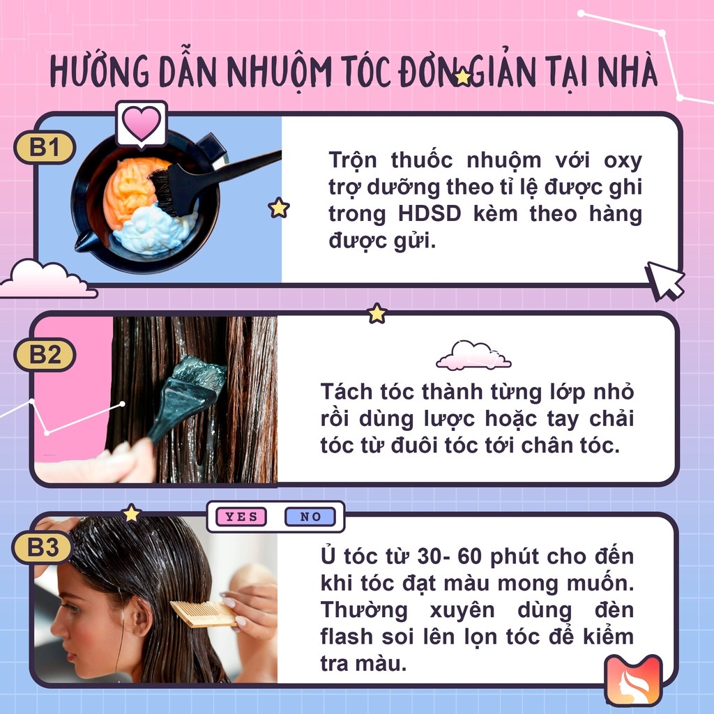 Thuốc nhuộm tóc màu nâu hồng đào kèm bộ dụng cụ nhuộm tóc