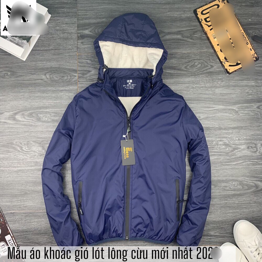 Áo khoác gió lót lông cừu cao cấp, mũ tháo rời chất gió tráng bạc siêu chống nước chống gió bất chấp rét đại hàn
