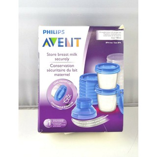 Hộp 10 cốc trữ sữa Avent và 2 cổ nối