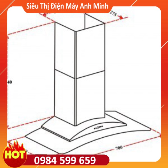 (Model 2021) Máy hút mùi Lorca TA 2005A - 70cm (Hàng chính hãng)